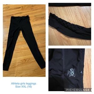 Athleta girls black leggings with criss cross leg detail - Size XXL (16)